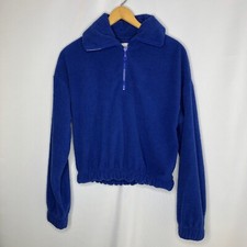Urban Outfitters UO Sherpa Blue Cropped Quarter Zip Size XS