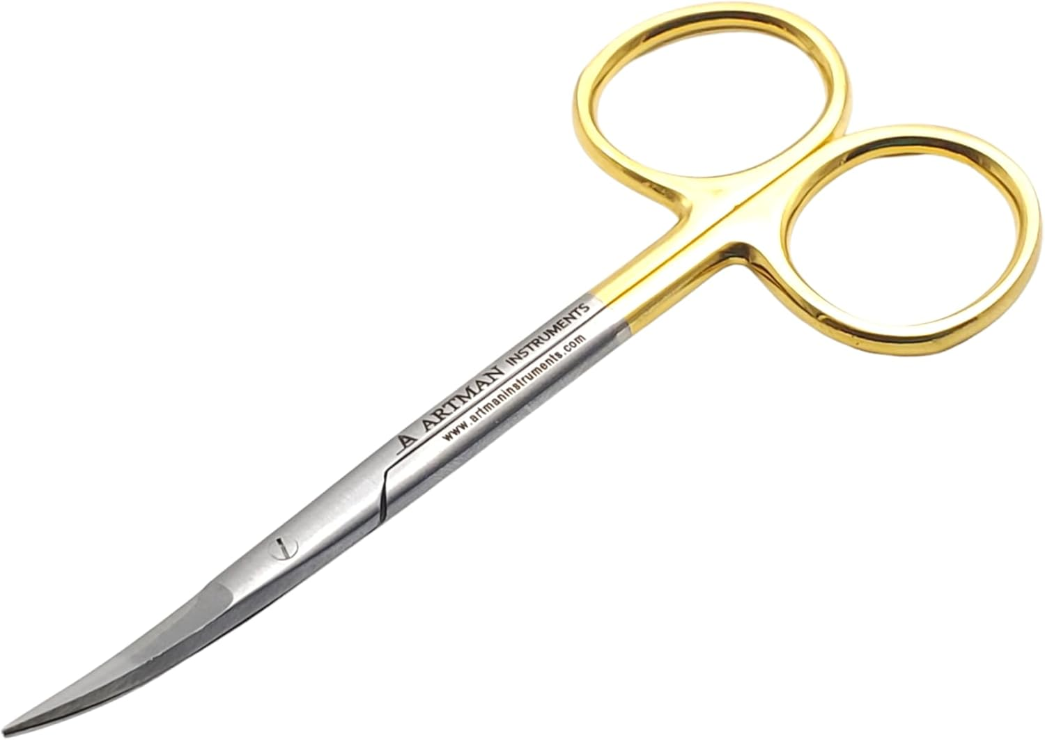 Scissors 4.5 Inches Curved with Tungsten Carbide Inserts| Gold Plated Handle Ext-image