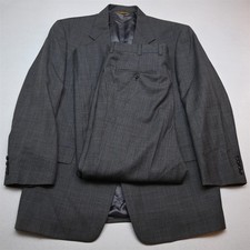 Hart Schaffner Marx 46R 36x29 Gray Glenn Check 100 Wool USA Jacket Pants Suit