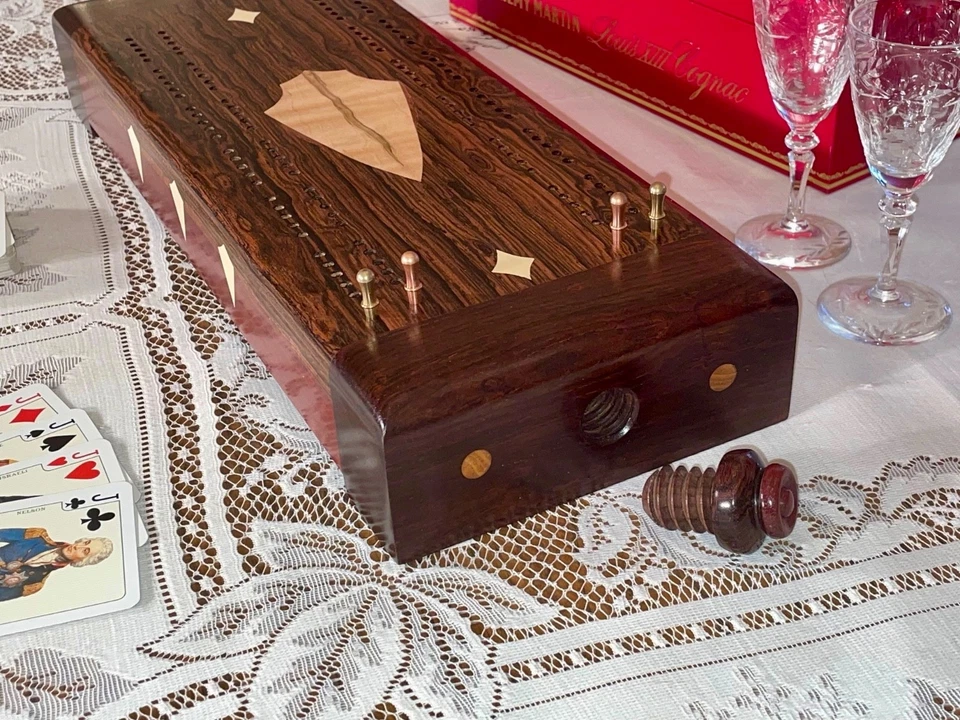 ARTISAN CRIBBAGE BOARD WITH INLAY WORK - Image 4 of 4