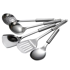 5 PCS Stainless Steel Kitchen Cooking Utensils Set Slotted Spoon Spatula