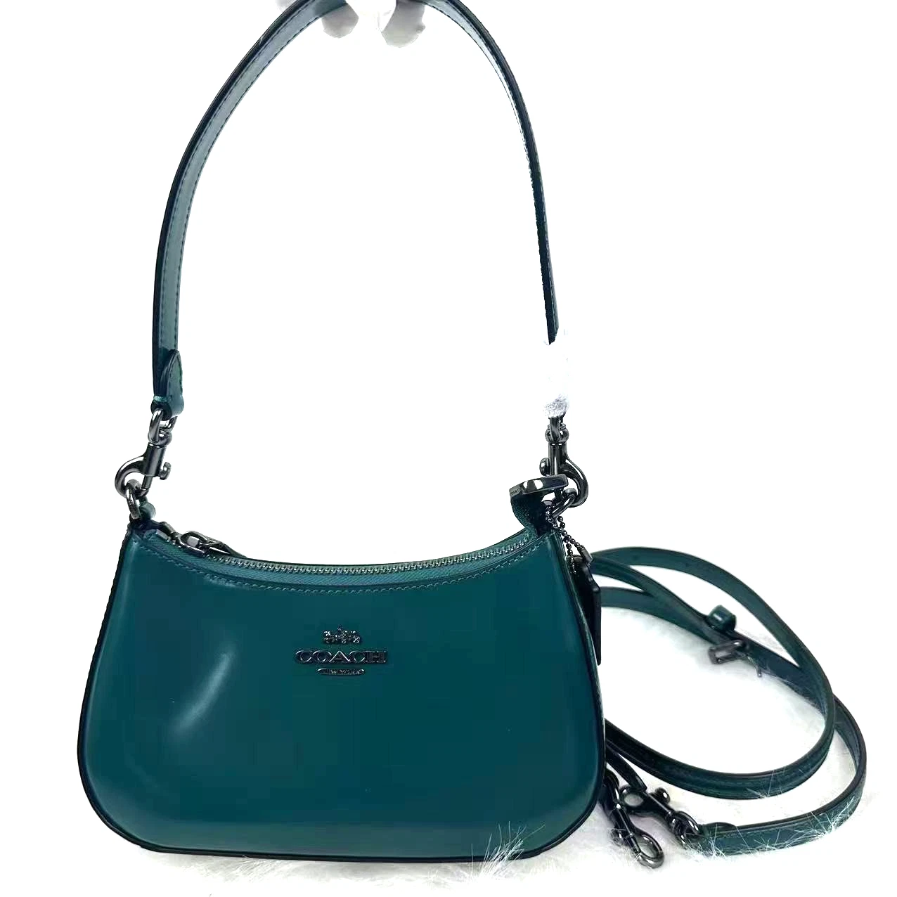 Coach Teri Mini borsa a tracolla tracolla in pelle verde smeraldo CW310 nuova con etichette