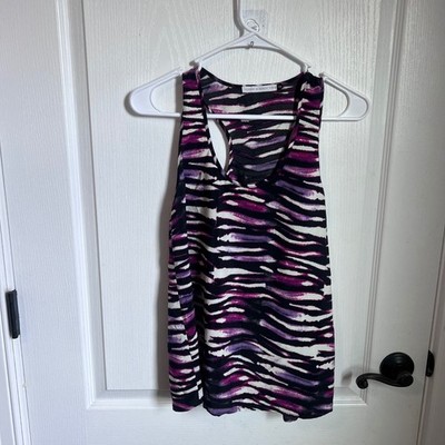 Three Eighty Two Womens Purple Abstract Tiger Print Racerback Tank Top XS NWOT