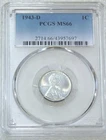 1943-D Lincoln Steel Cent PCGS MS66 Frosty Just Graded PQ New Holder #Z345Q