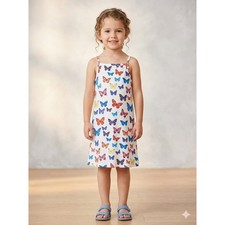 Girls Butterfly Print Sundress Size 8-9Y Summer Dress Whimsical Colorful Nature