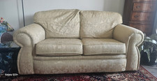 Beige Patterned Fabric 2-Seater Sofa Rolled Arms 170cm W x 90cm L
