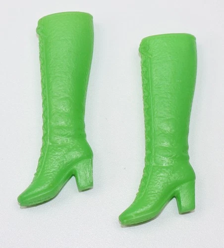 Vintage Barbie Lime Green Tall Squishy Lace Up Boots Taiwan Mattel