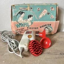 Vtg WAHL Massager Vibrator Model E Hand Held 3 Attachments Original Box WORKS
