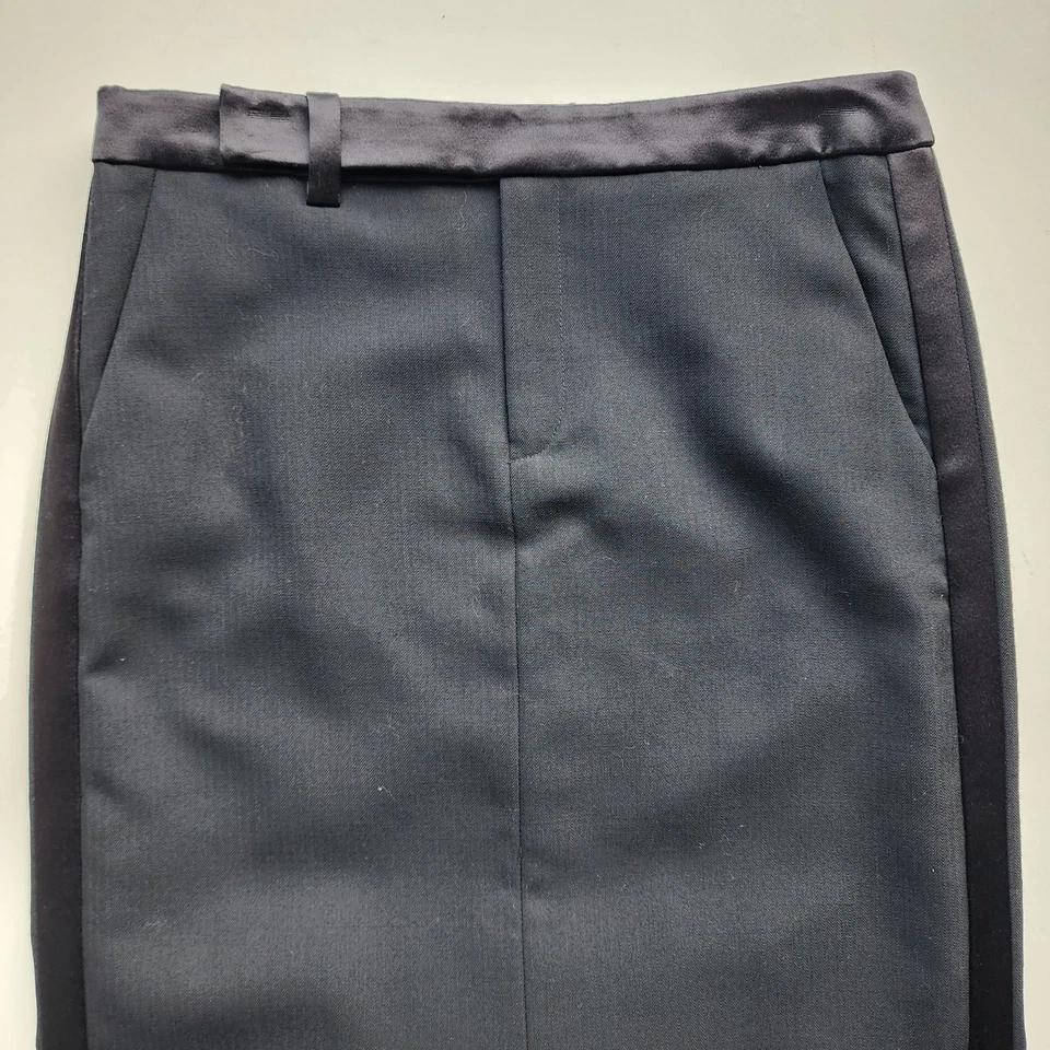 Falda Ralph Lauren Para Mujer 100% Lana Larga Lápiz Abertura Trasera Negra Talla 0 Foto 3 de 4