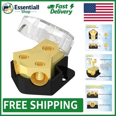 Compact 2 Way Distribution Block: 12V Audio Splitter for Automotive & Marine Use