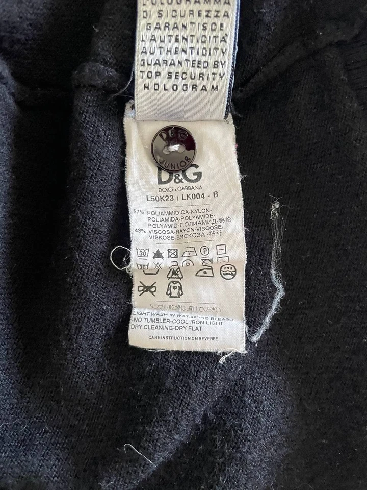 Dolce&Gabbana Mujer Cárdigan Recortado Suéter Negro Manga Larga Botón Frontal Foto 3 de 4