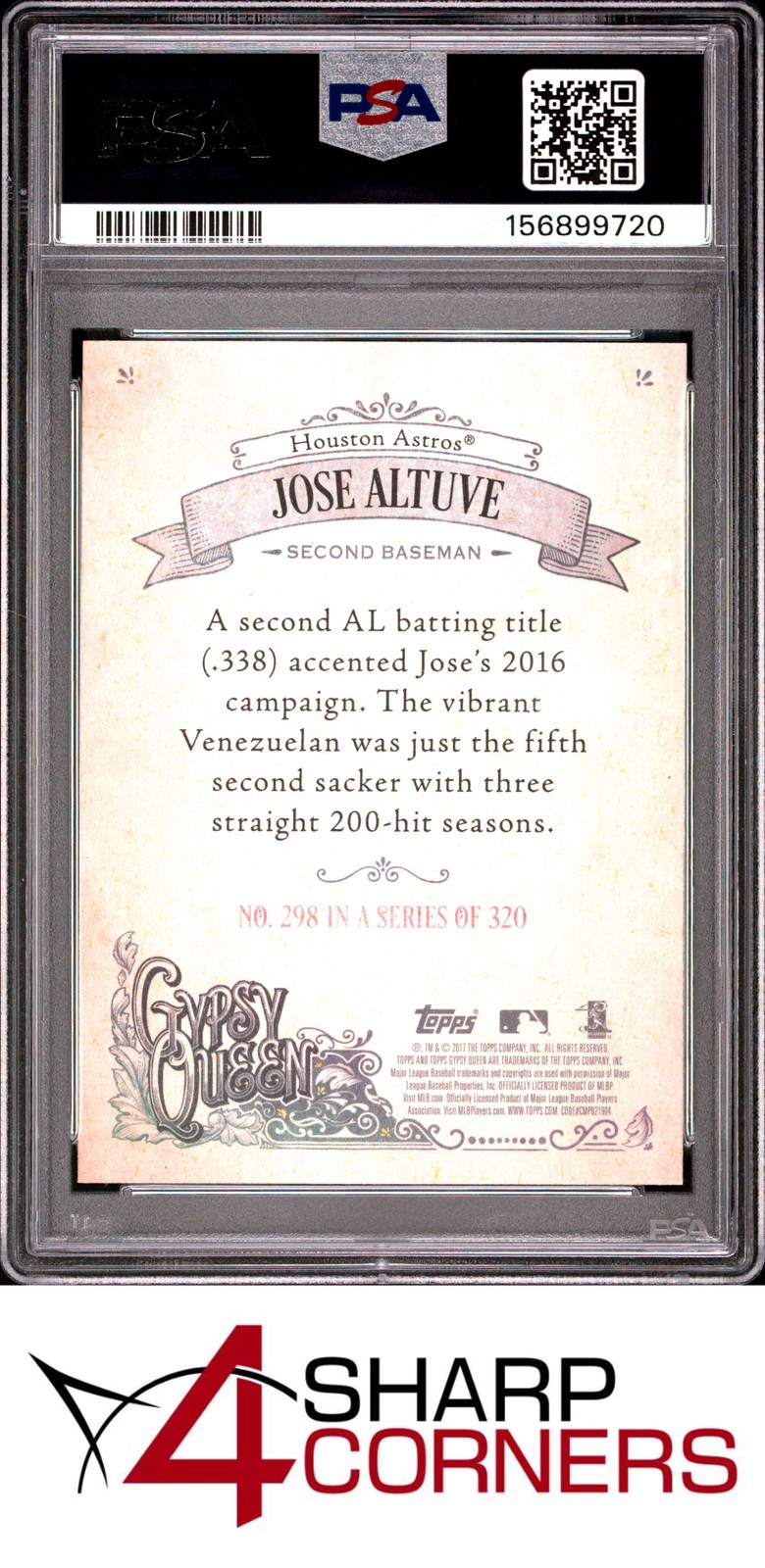 2017 TOPPS GYPSY QUEEN #298 JOSE ALTUVE ASTROS POP 4 PSA 10 view 2