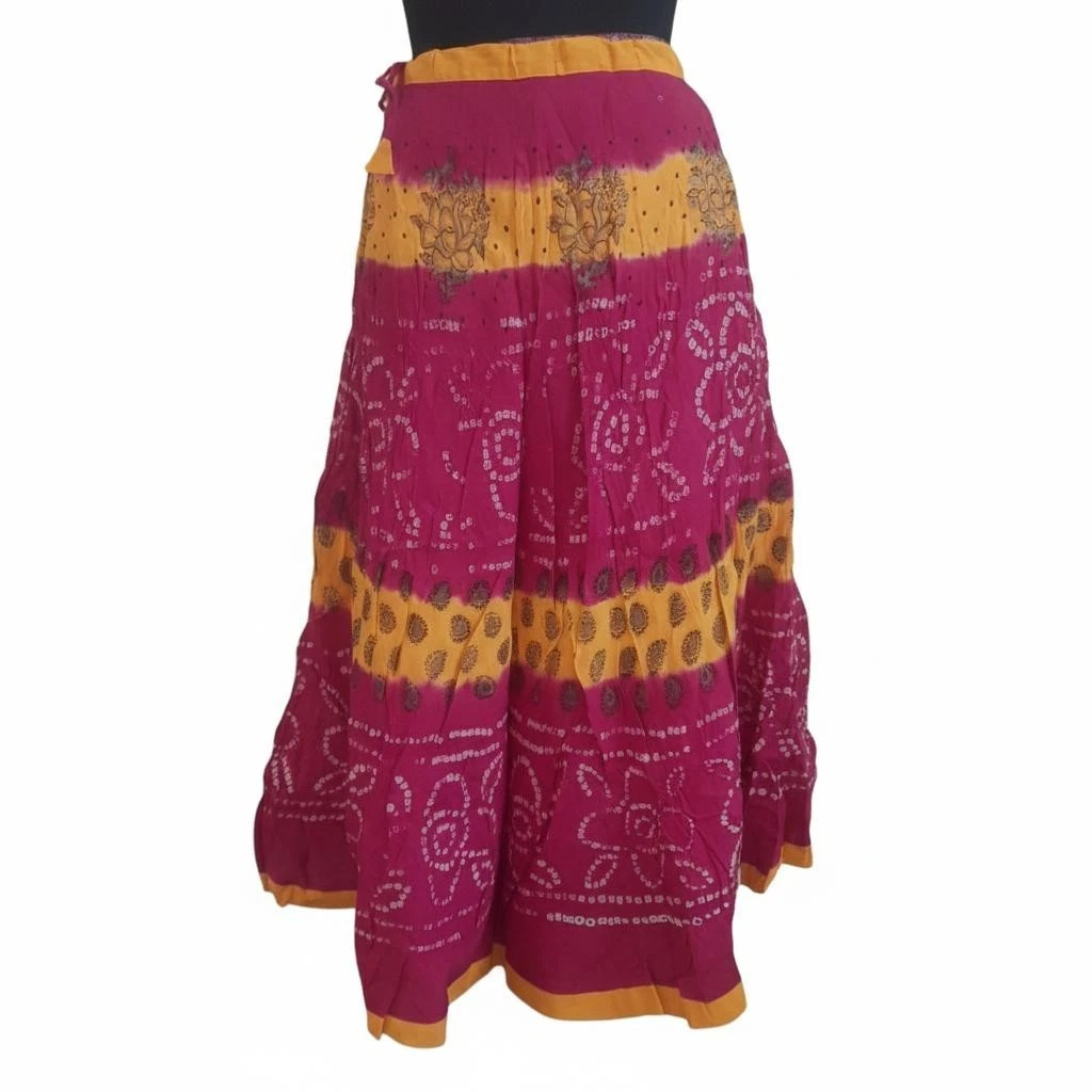 Women’s Cotton Skirt 36” Long Boho Ethnic Indian Tie Dye Bandhej Casual Wear