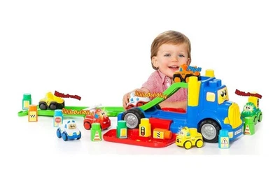 Molto Blocks LKW + Zubehör Kinder Spielzeug Autos Motorik Transporter NEU