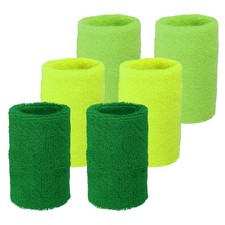 Wrist Sweatbands Wristbands, 6 Pack  4"  Green/Light Green/Bright Yellow