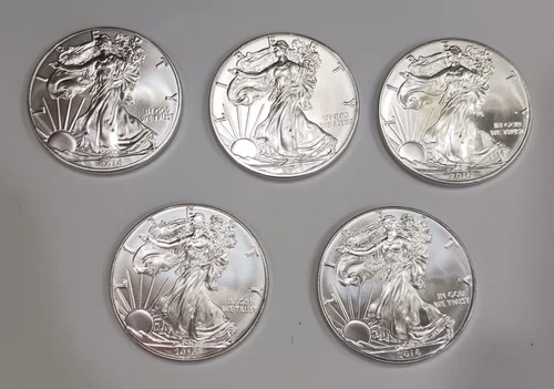 2016 1oz Silver American Eagle/Liberty Coin $1 US Mint  X 5  (5 Coins in Lot)