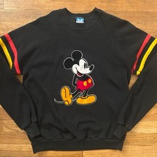 Vintage 80s Classic Disney Mickey Mouse Raglan Stripe Crewneck Sweatshirt