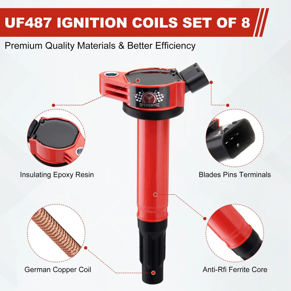 8 шт катушка зажигания + 8 шт свеча зажигания для 2007-2019 Toyota Tundra Lexus LS460 V8 - Изображение 3 из 4