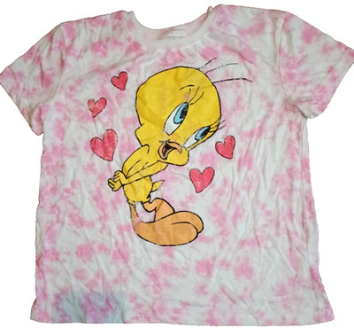 Looney Tunes Tweety Bird Graphic T-Shirt Womens Small Pink Tie Dye Short Sleeve