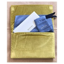 New GUCCI Soft Pear Green Velvet Foldover Glasses Case Pouch Info Card Authentic