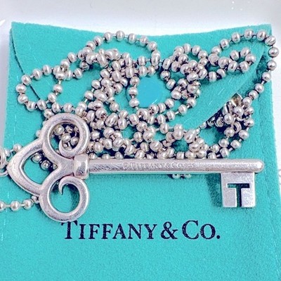 Tiffany & Co. Silver Key Pendant with Ball Chain