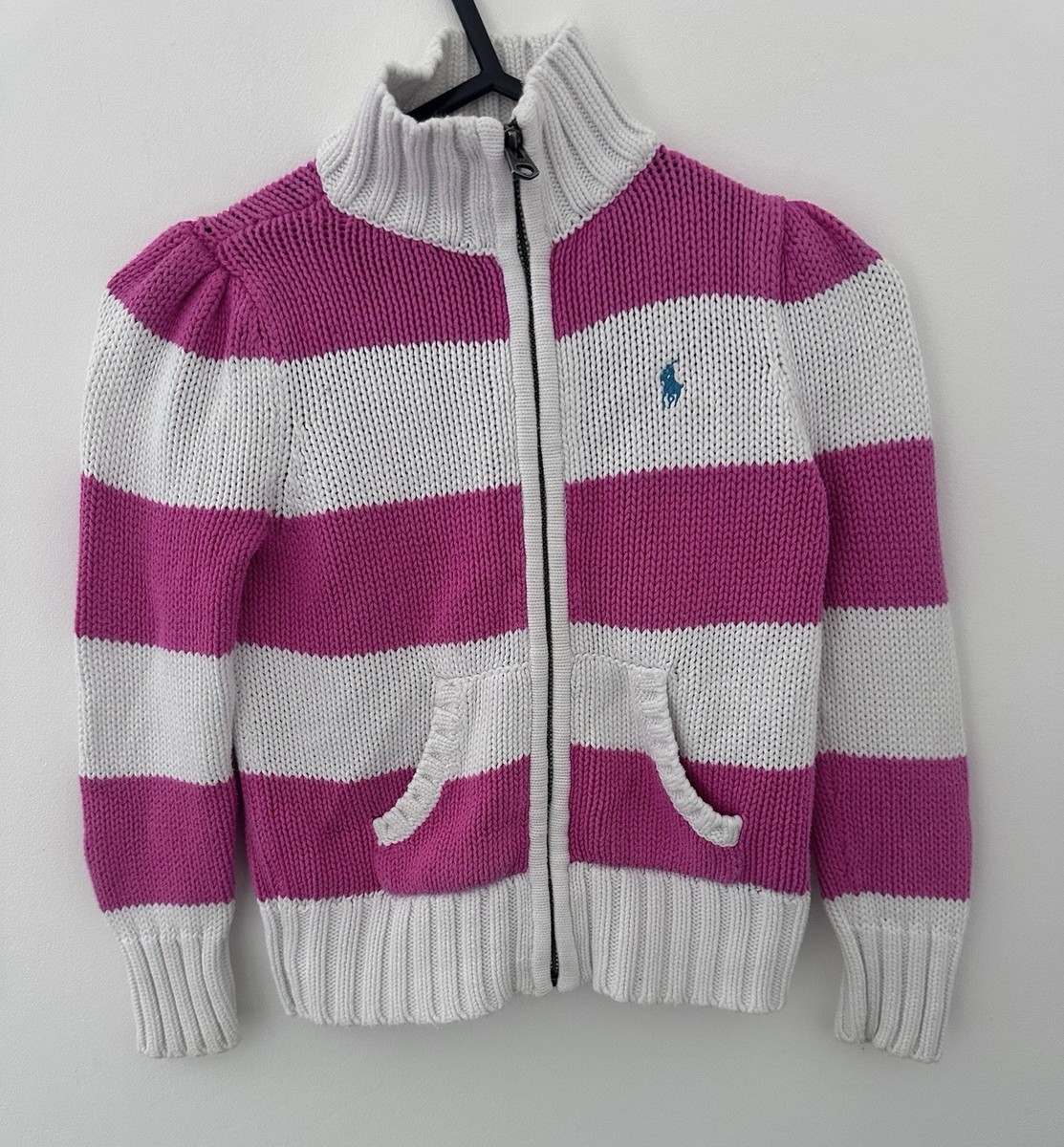 Ralph Lauren Women's Pink and White Jumper size Used UK