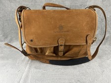 TERRITORY AHEAD Messenger Bag Tan Brown Heavy Saddle Leather Briefcase USA Made