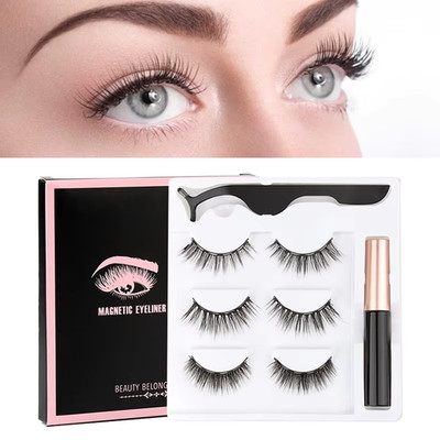 Magnetische 3D Mink Wimpern Set mit Eyeliner & Tweezers