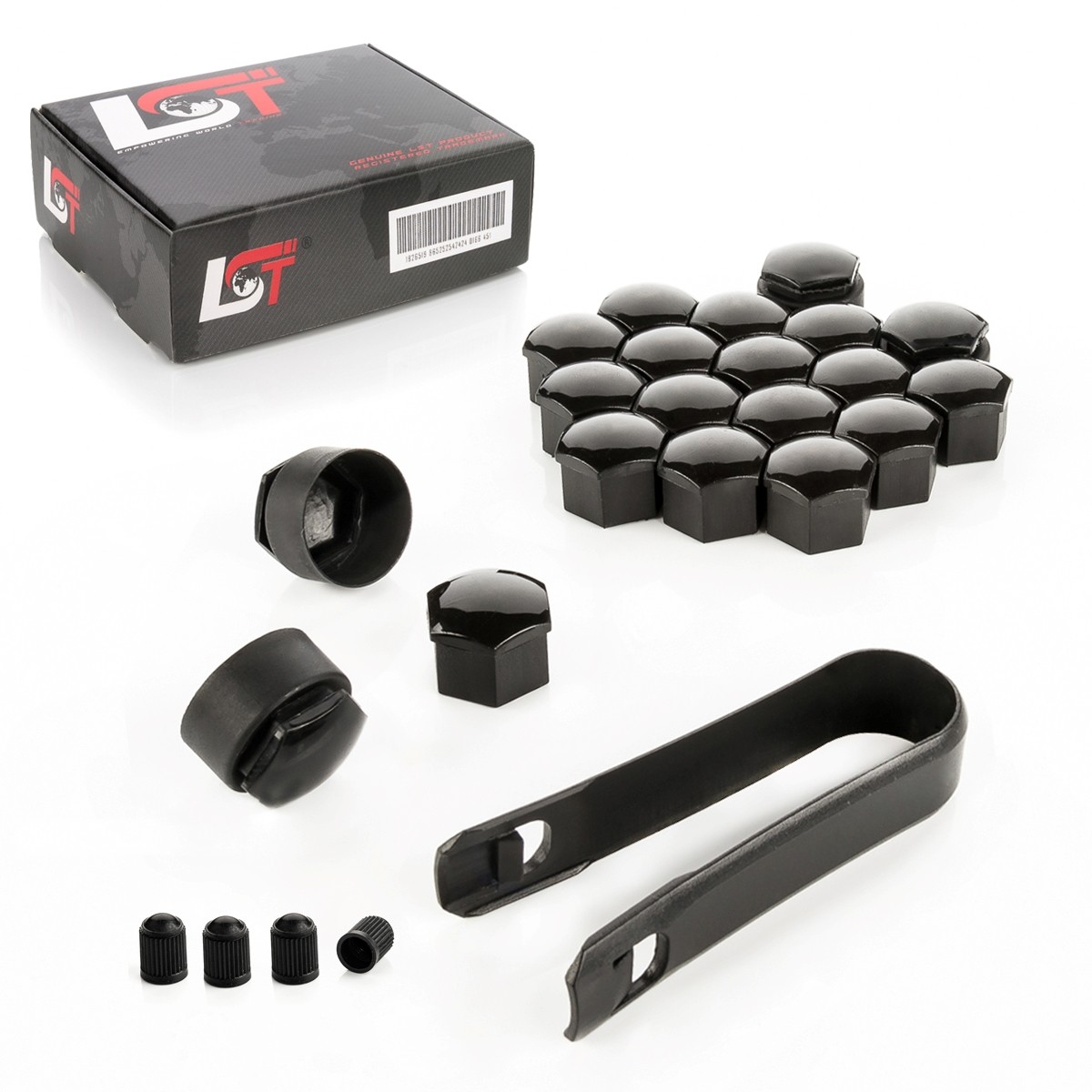 20x Rims Wheel Bolt Caps 0 21/32in Black Shiny Theft Protection for Daewoo