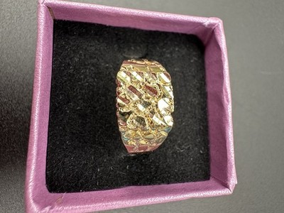 10K massiver Gelbgold Ring Größe 7 Damen Nugget Stil Ring