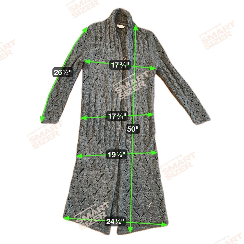 Garnet Hill Duster Cardigan Womens Size Small Gray Cable Knit Maxi Quiet Luxury - Image 2 of 4