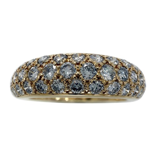 Rare Vintage Cartier Pavé Diamond Mimi 18k Yellow Gold Band Dome Ring US6.5 53