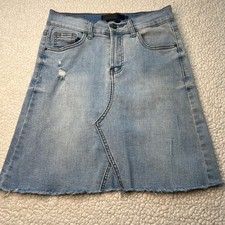 Lucky and Blessed Distressed Womans Denim Skirt 4