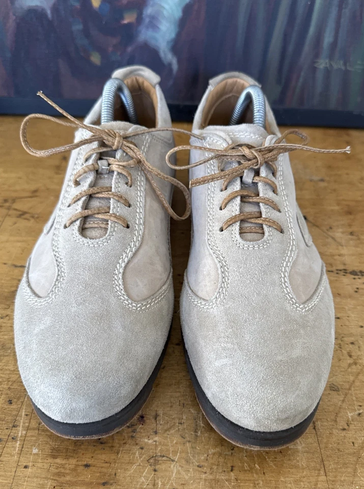 Brooks Brothers Size 8.5 US 9.5 Suede Italy Leather Sneakers Shoes Wheat Tan - Image 2 of 4