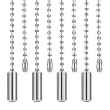 4Pcs 1M Ceiling Fan Light Beaded Pull Chain with Cylinder Pendant Silver Tone