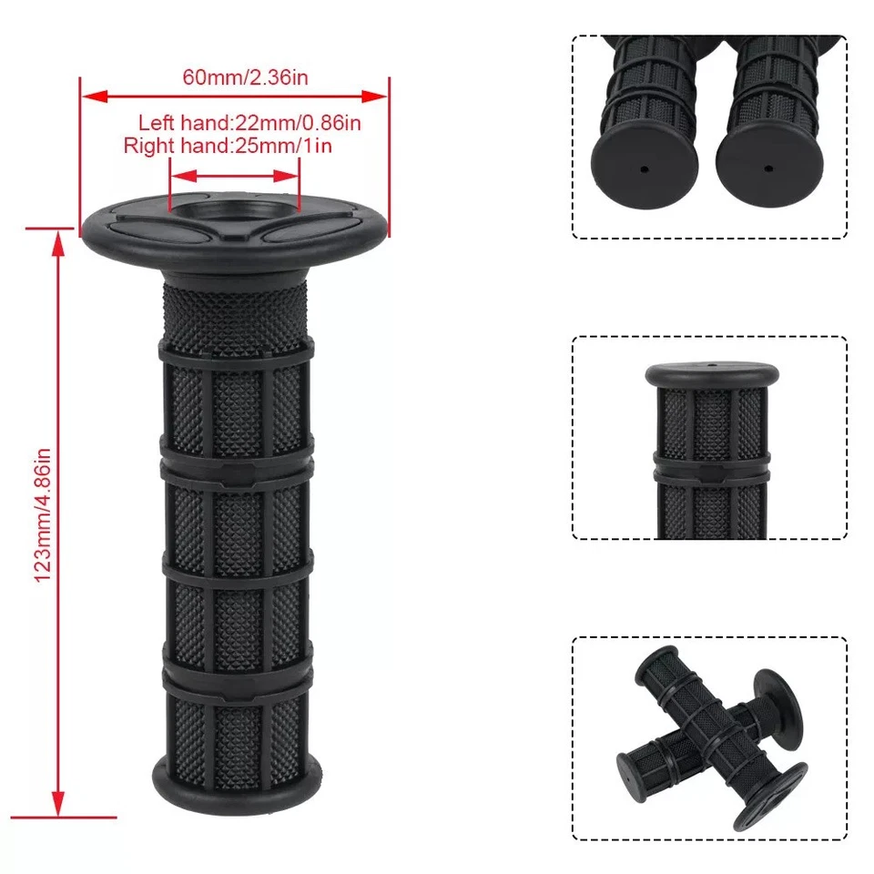 1" & 7/8" 2x Non-Slip Hand Grips Rubber Cover For Honda Yamaha Kawasaki Triumph Foto 4 de 4