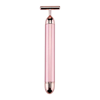 24K Gold Beauty Bar Face Massager Electric Vibrating Rose Quartz 3D Roller Face 