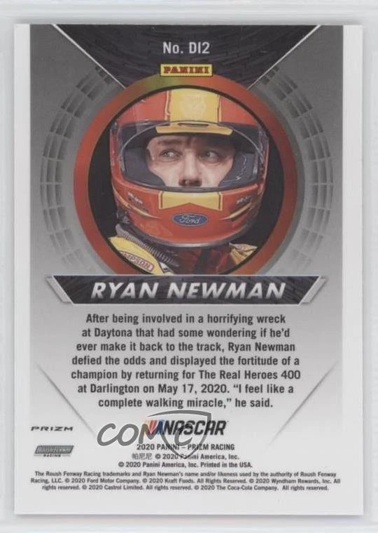 2020 Panini Prizm Dialed In White Sparkle Ryan Newman #DI2 - Image 2 of 2