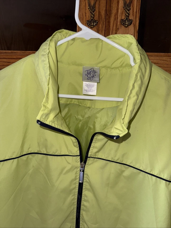 Cuello con capucha JMS Just My Size para mujer talla grande 3X 26W/28W media cremallera verde lima usado en excelente estado Foto 4 de 4