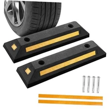 2 Pack Rubber Parking Guide Blocks | Heavy Duty Black Parking Blocks Parking 