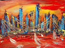 BLUE CITY MUSIC  ART  CANVAS PRINT stretched fine art Y8