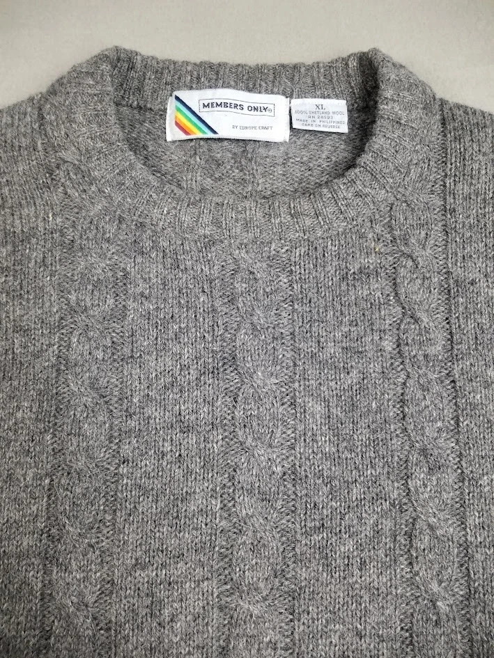 VTG Sweater Men's 100% Shetland Wool Cable Knit Fisherman XL 90s Grandpa Retro - Image 2 of 4