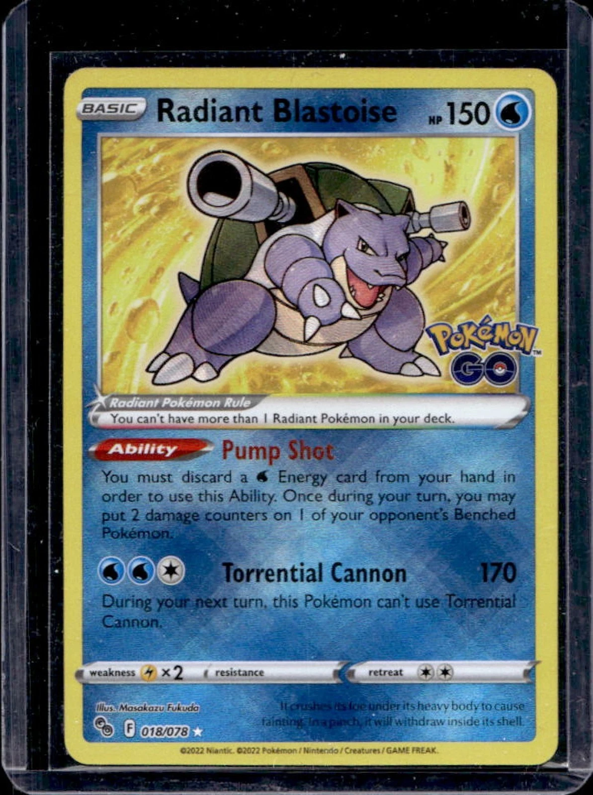 2022 Pokemon SWSH Pokemon GO Radiant Blastoise #018/078