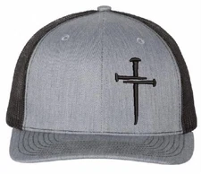 Jesus 3 Nail Cross Richardson Embroidered Adj. Snapback Hat with Free Decal