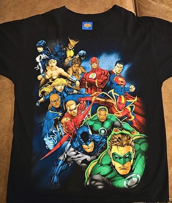Vintage DC Comics Justice League Group Graphic T-Shirt Black L 2000s