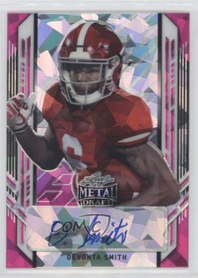 2021 Leaf Metal Draft Pink Crystals /15 DeVonta Smith #PA-DS2 Rookie Auto RC 2g6