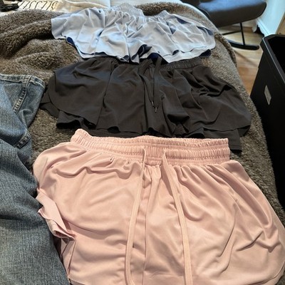 Lot Of 3 Real Essentials Womens Athletic Shorts Size Sm Blue Gray Mauve Skorts