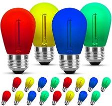 S14 Colored Led String Light Bulbs Replacement 16 Pack 1w Multi-color Edison...