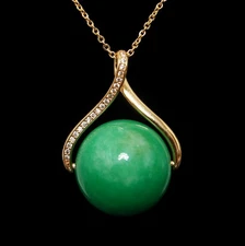 Jadeite Jade Gold Plated Women Wife Necklace Fashion Jewelry Gift Box HB390