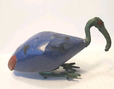 Ibis Depicting Egyptian God Thoth Wisdom & Writing Bronze & Lapis? 4.5'' × 2.5''